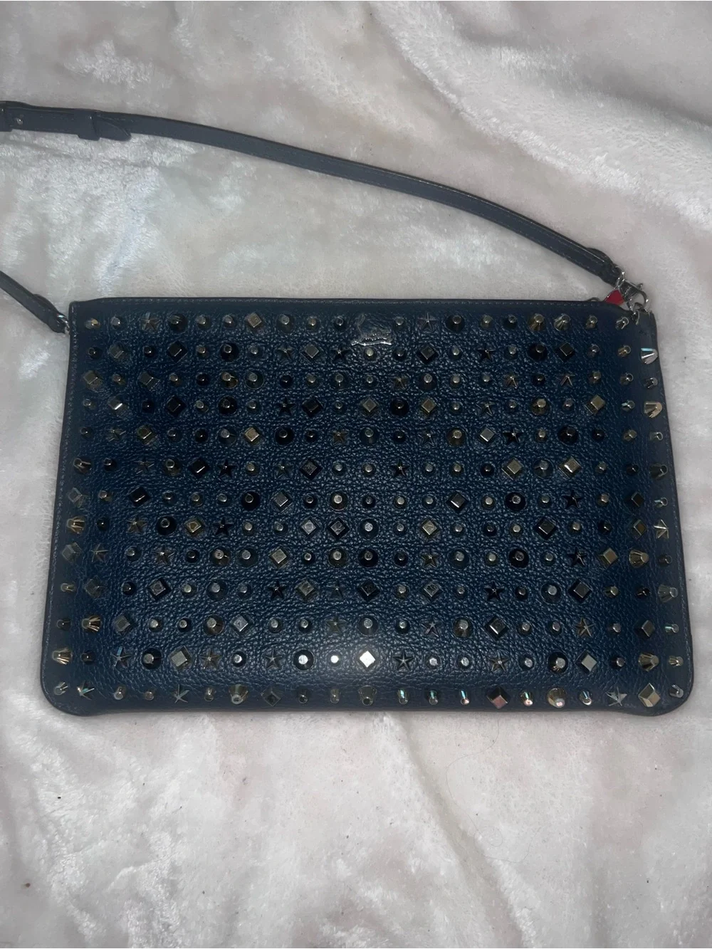 Christian Louboutin Navy Studded Leather Crossbody